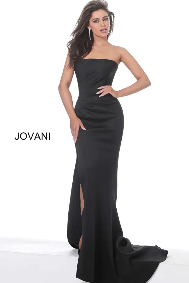 Jovani -94366B Strapless Straight Neck Trumpet Evening Gown