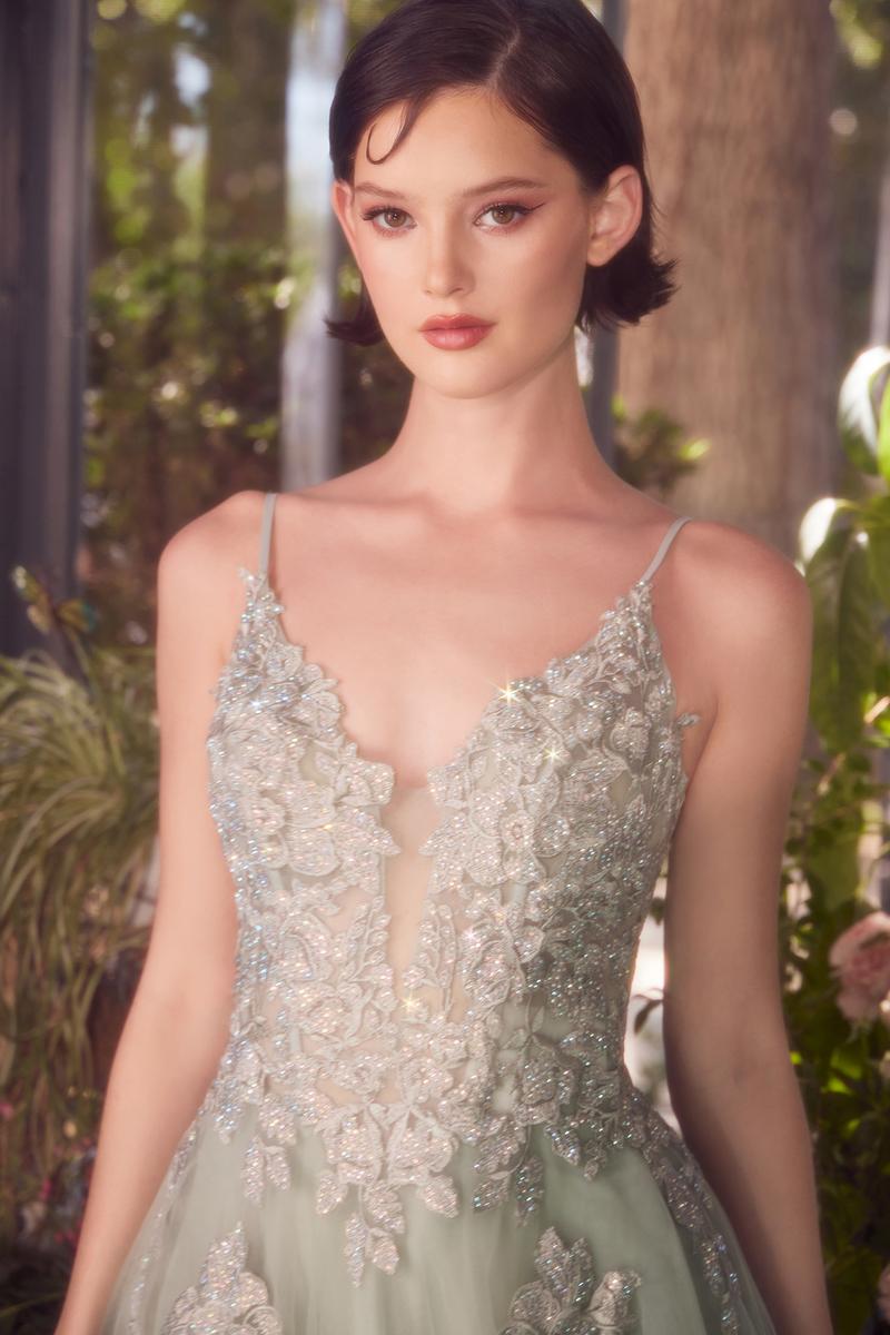 Andrea and Leo -A1417 Lace Applique Tulle A-Line Dress