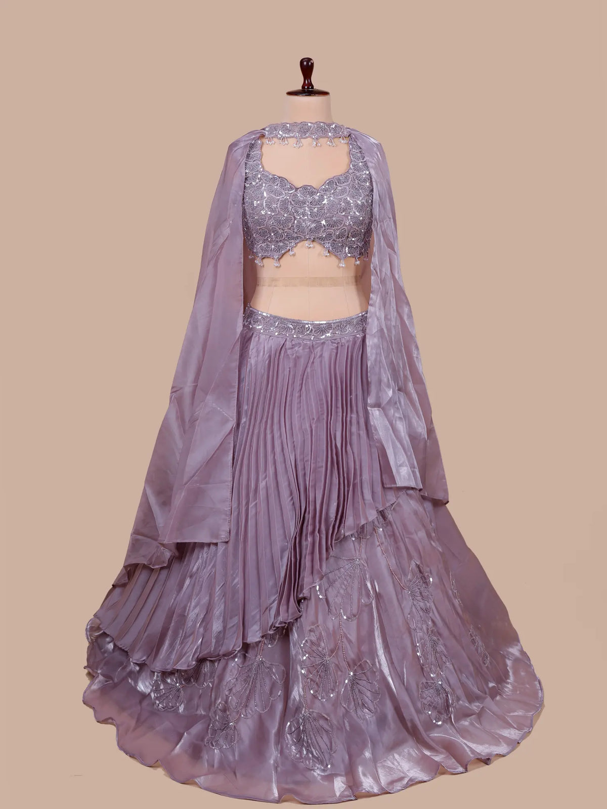 MyFashion KLS-2806 Designer Antique Onion Pink Organza Lehenga With Pearl Work