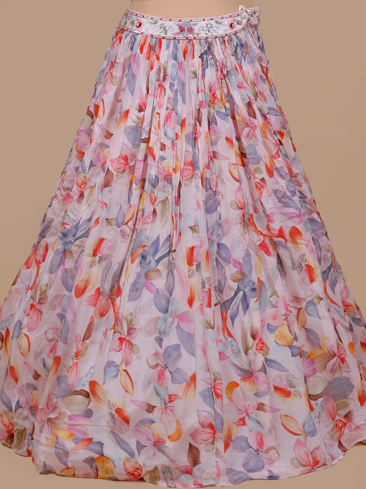 MyFashion KLS-2775 Designer Multi Color Floral Crepe Silk Lehenga With Pearl Design