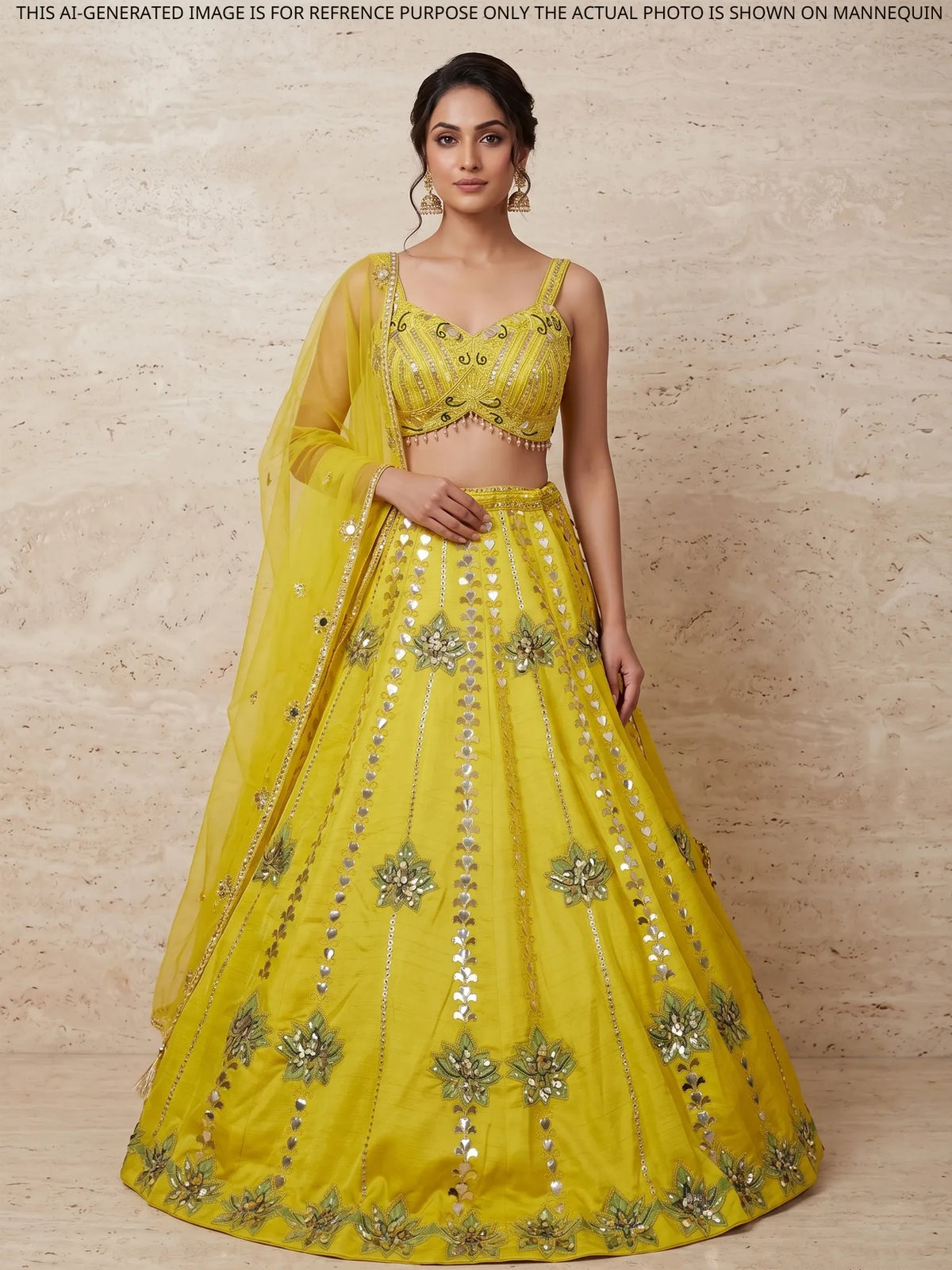 MyFashion KLS-2690 Yellow Silk Lehenga with Beads Work