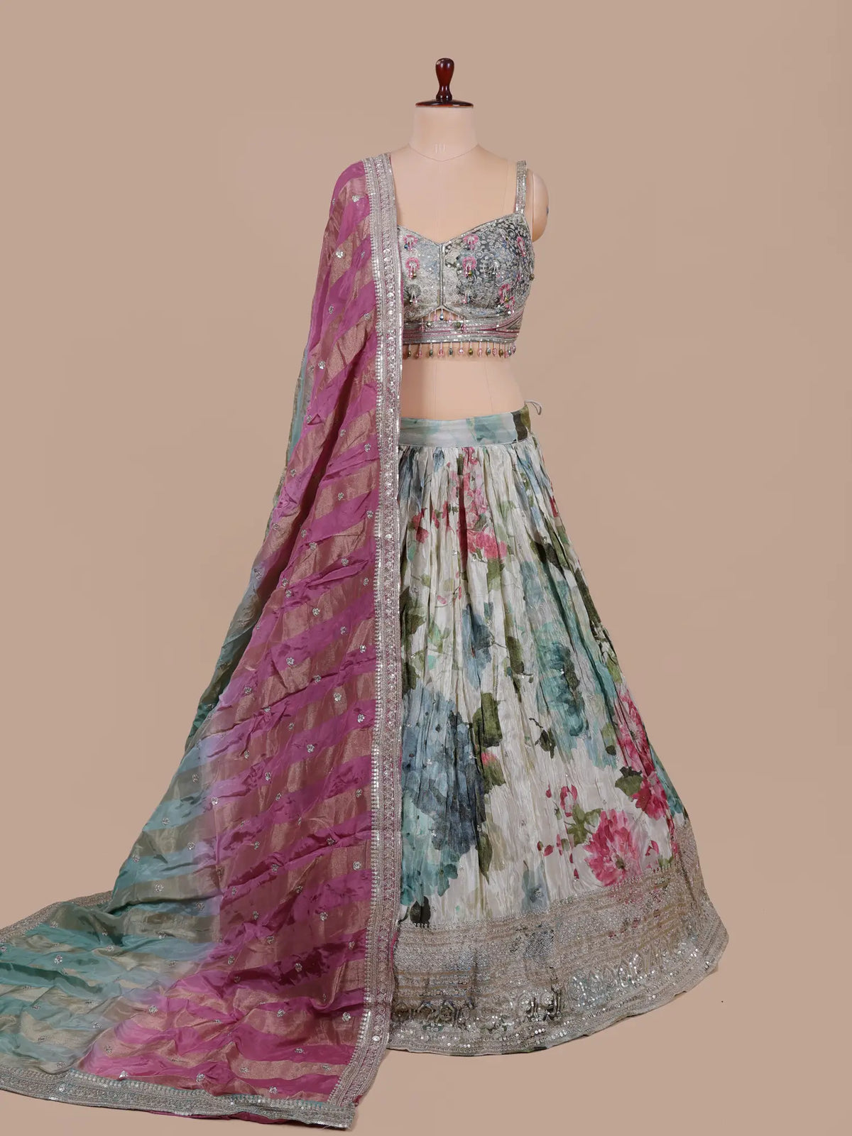 MyFashion KLS-2783 Floral Multi Color Crepe Silk Lehenga Choli