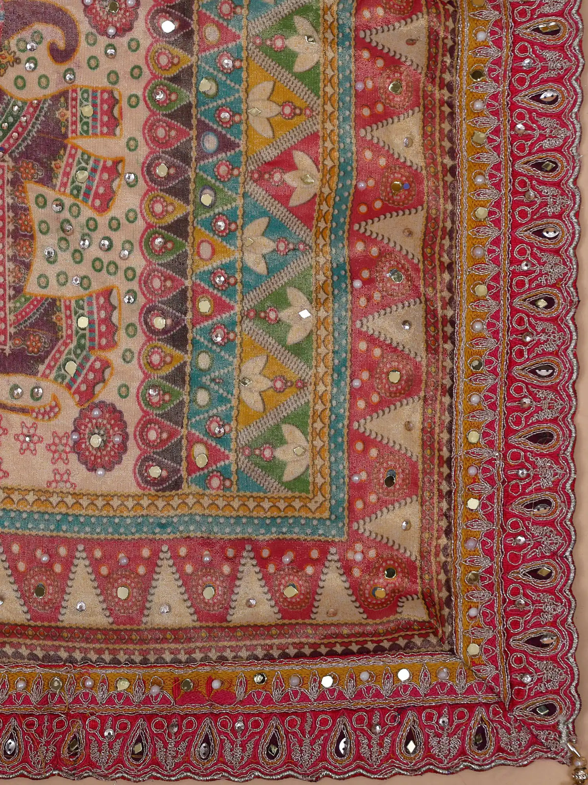MyFashion KLS-2772 Multi Color Silk Lehenga With Mirror Work
