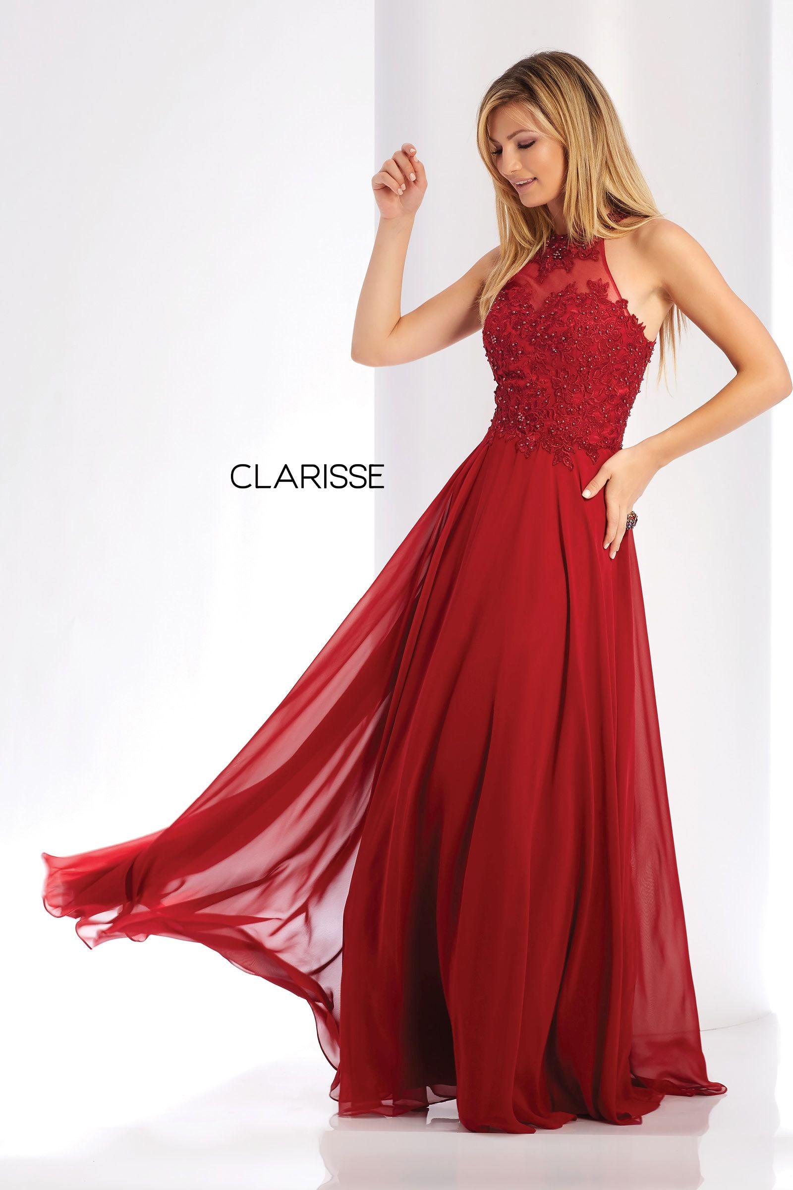 Clarisse -3528 Lace Applique A-Line Prom Dress
