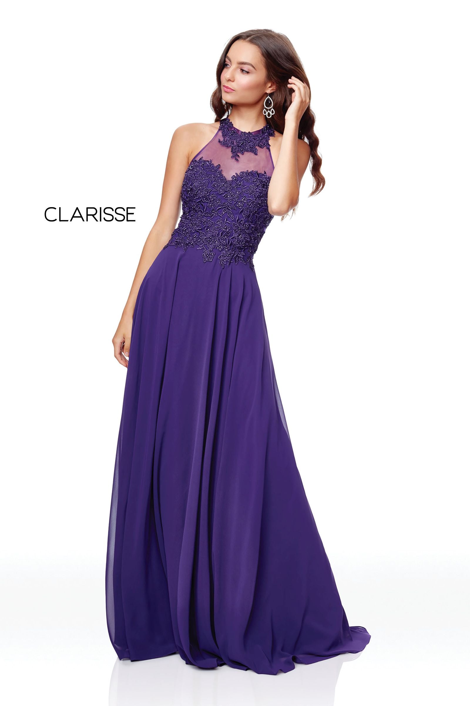 Clarisse -3528 Lace Applique A-Line Prom Dress