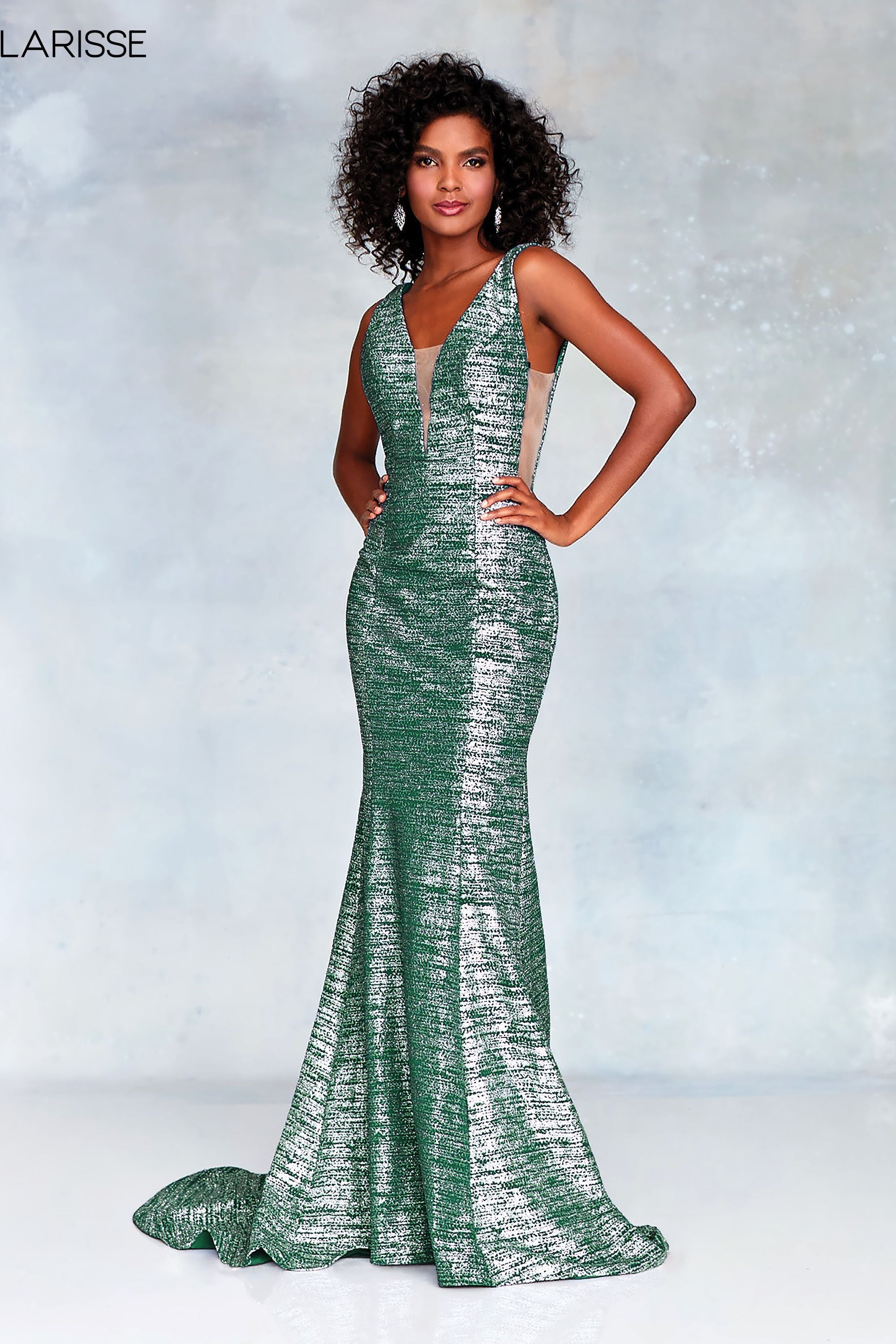 Clarisse -3713 V-Neck Fitted Prom Dress