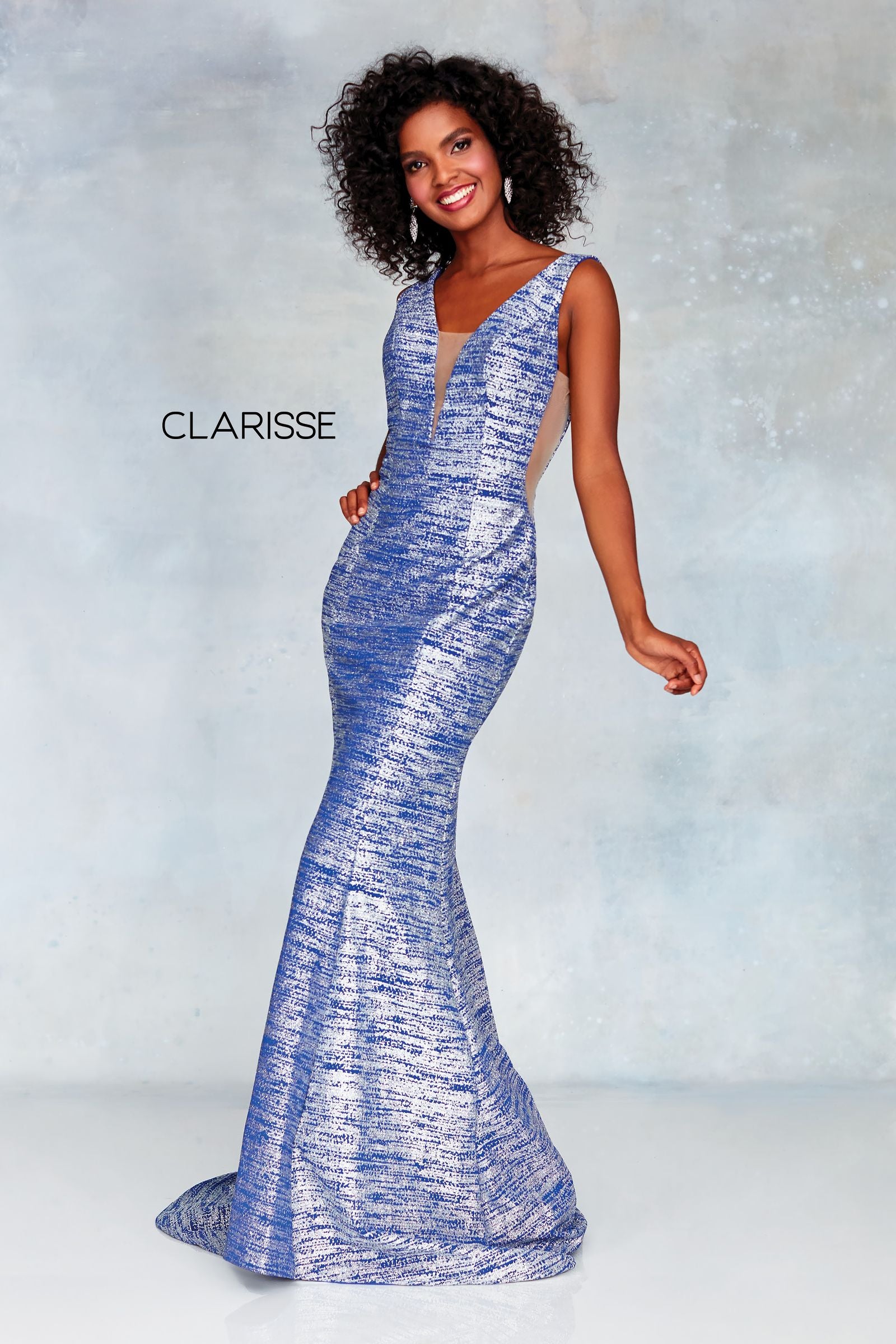 Clarisse -3713 V-Neck Fitted Prom Dress
