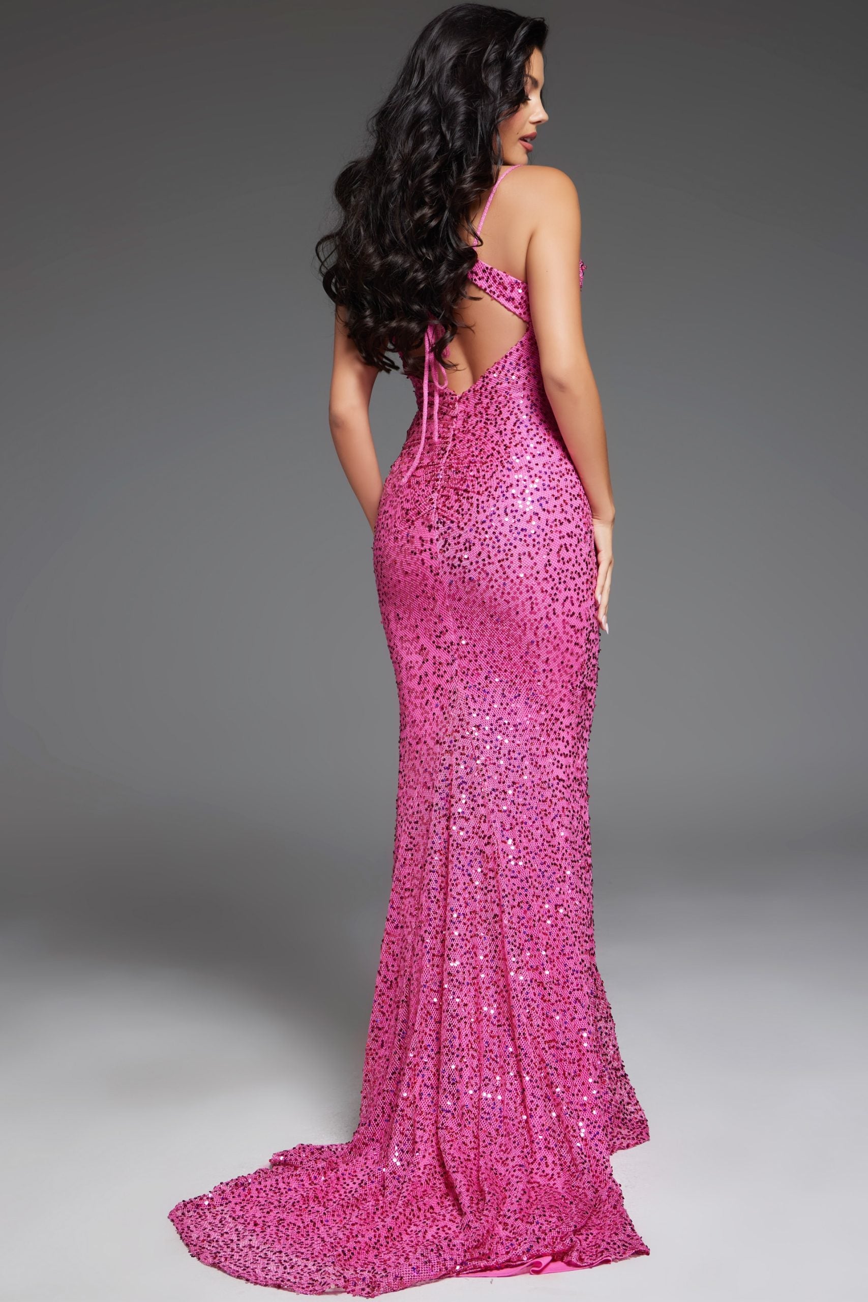 Jovani -D5403 Sequin Embellished Cutout Mermaid Prom Gown