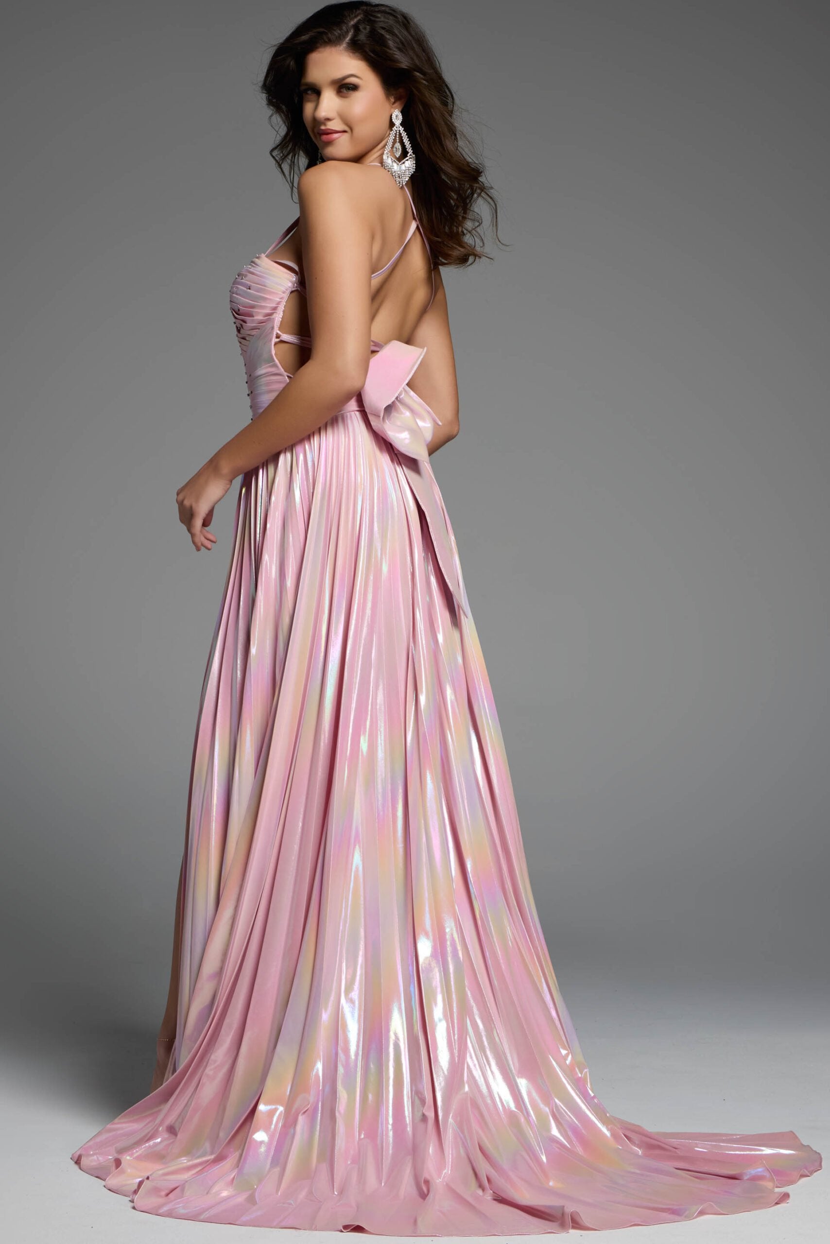Jovani -D6028 Pleated Bodice Embellished Floor Length A Line Gown Prom Dress