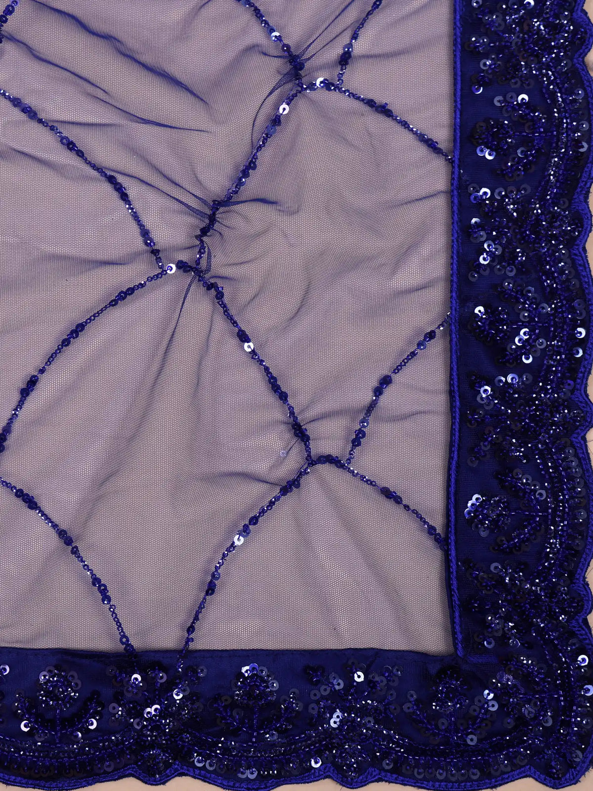 MyFashion KLS-2750 Royal Blue Net Fishcut Lehenga Sequins Beads Work