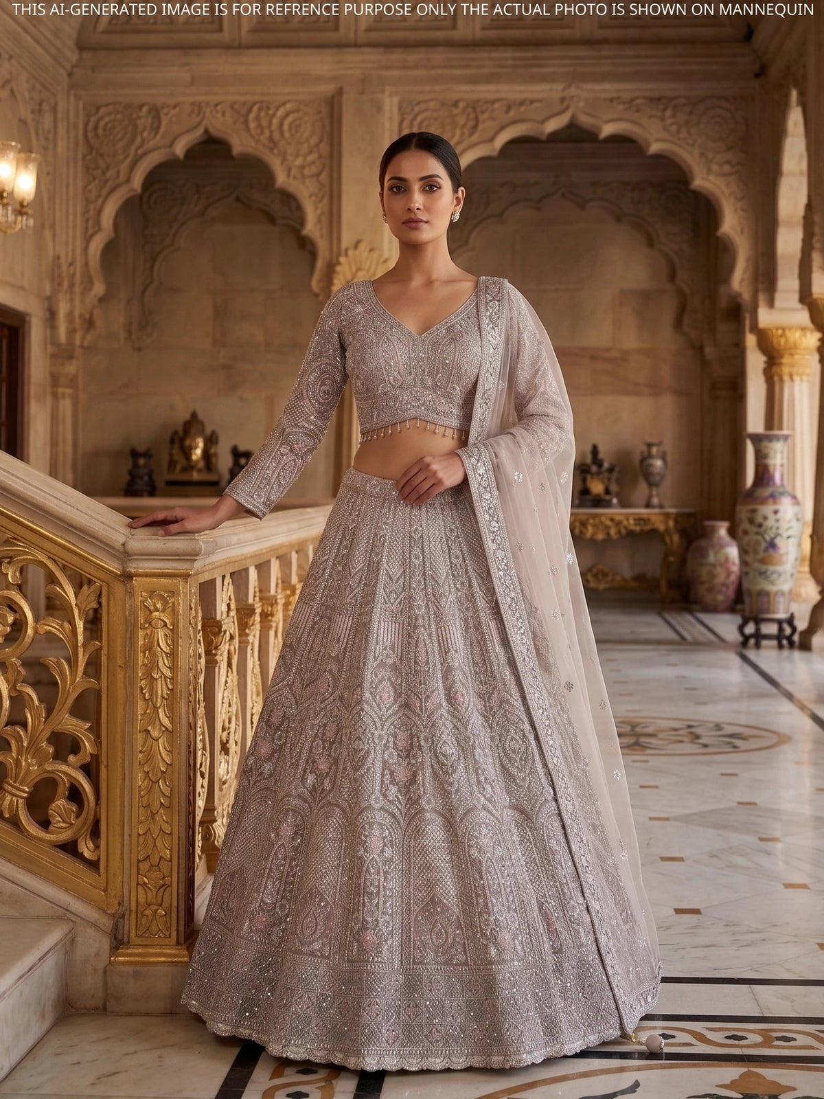 MyFashion KLS-2705 Designer Silver Zardosi Net Lehenga For Wedding Wear