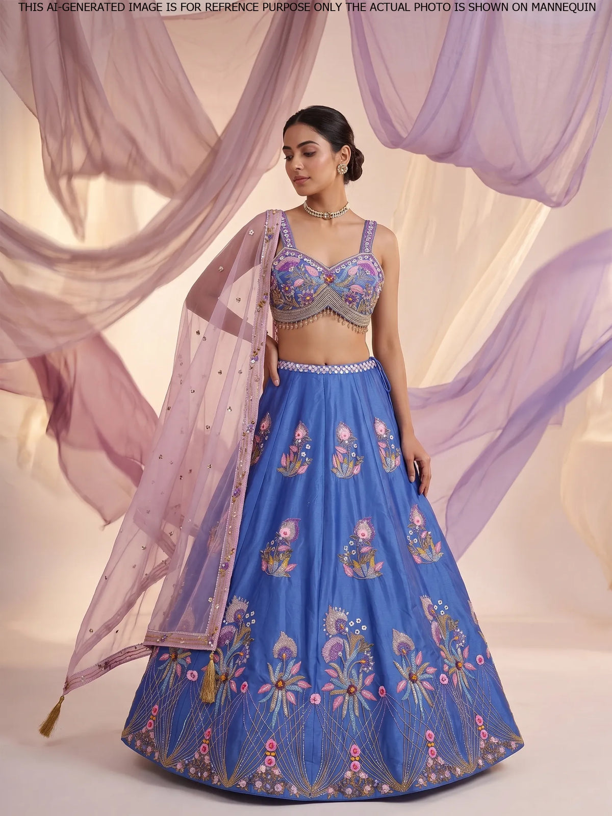 MyFashion KLS-2695 Designer Shahnoor Royal Blue Silk Lehenga