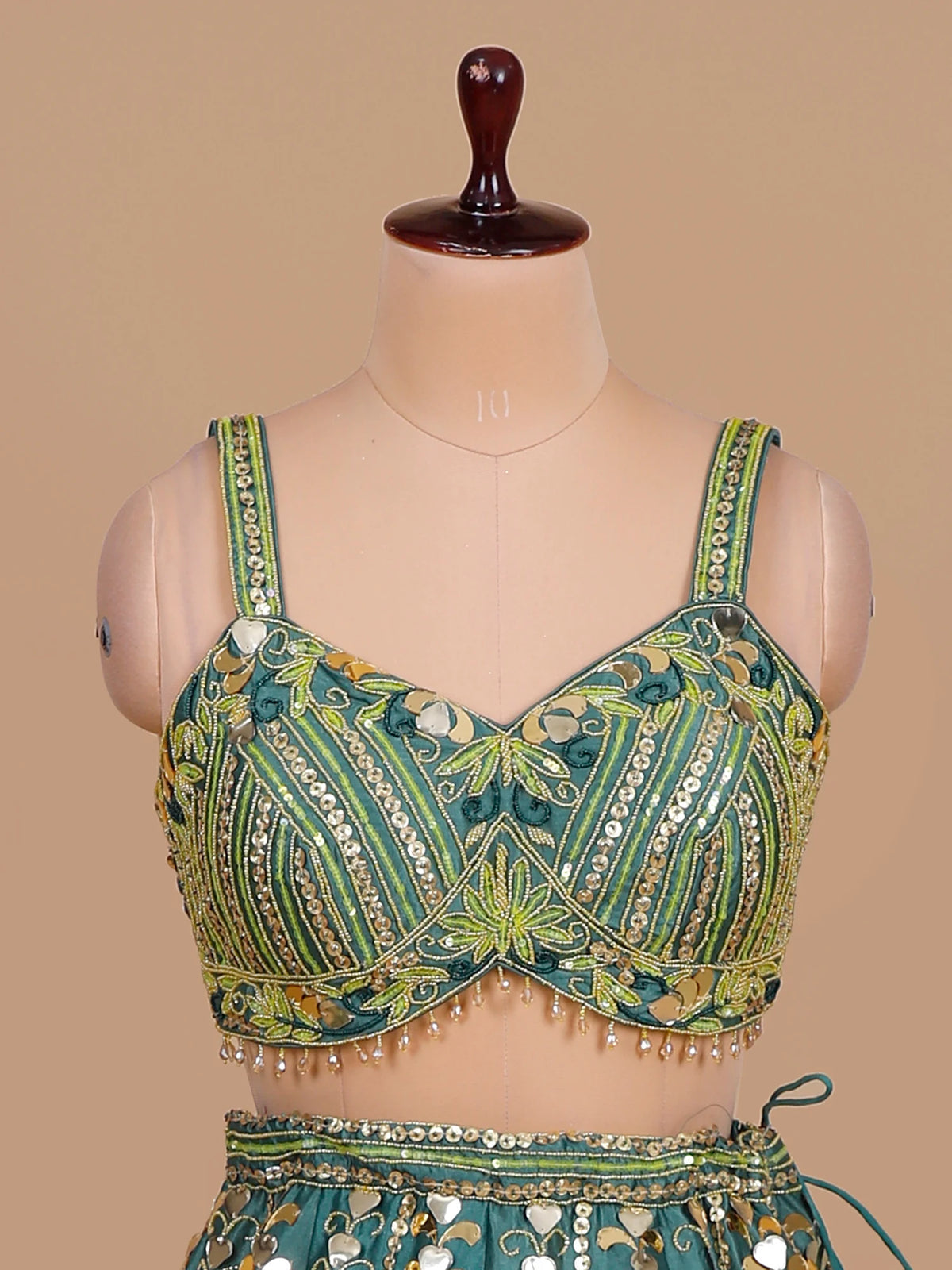 MyFashion KLS-2689 Teal Raw Silk Aplique Work lehenga