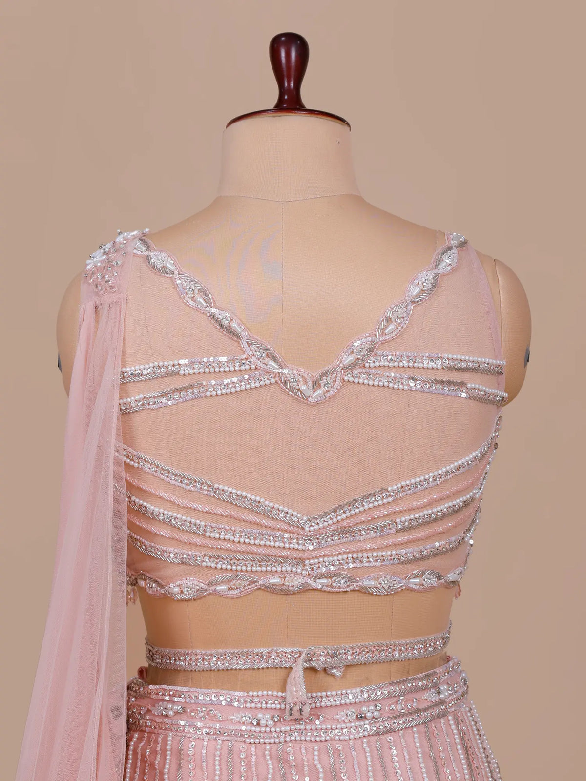 MyFashion KLS-2735 Luxury Dusty Rose Georgette Crystal Pearl Lehenga