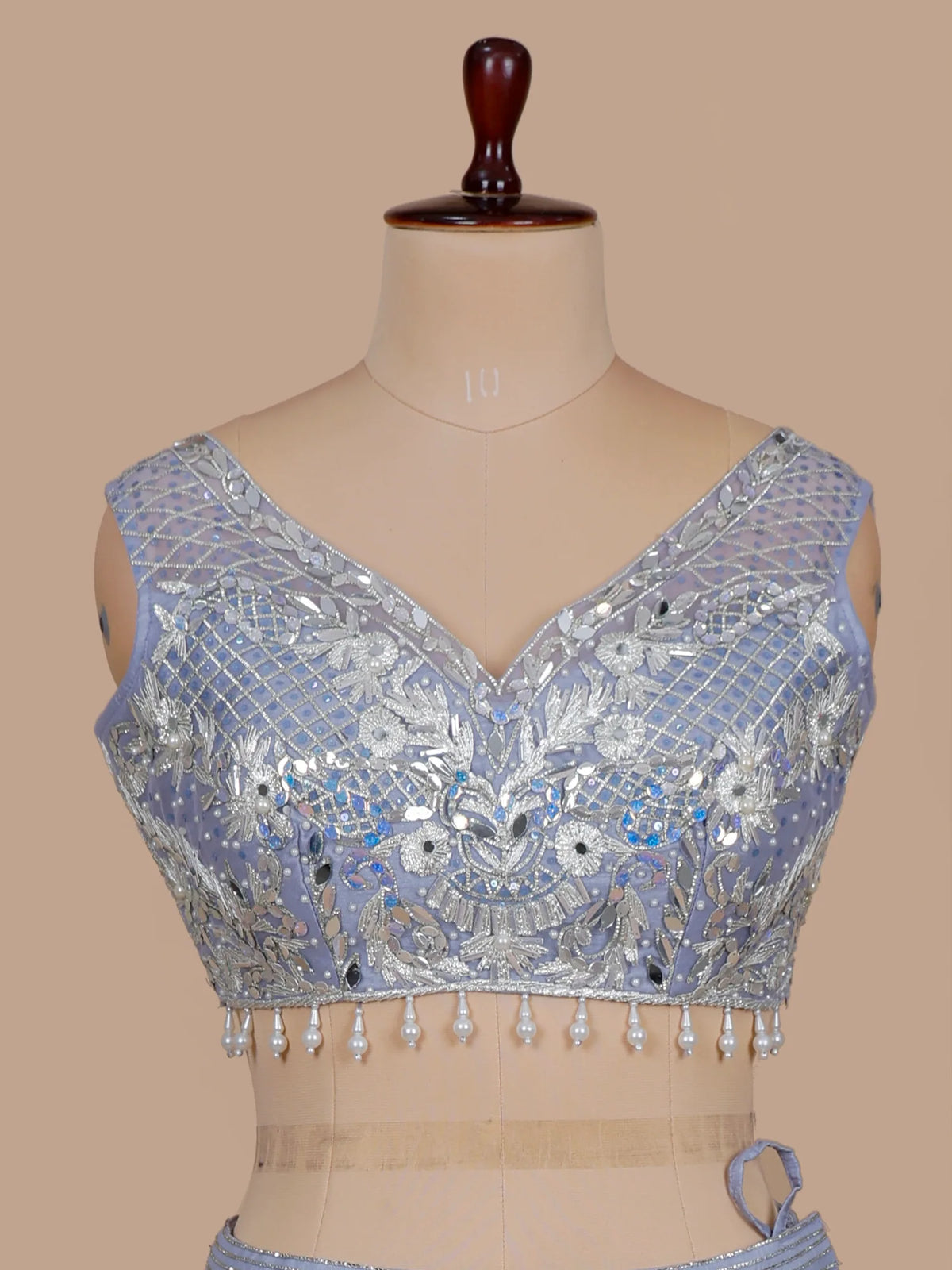 MyFashion KLS-2710 Blue Net Gota Mirror Work Design Lehenga