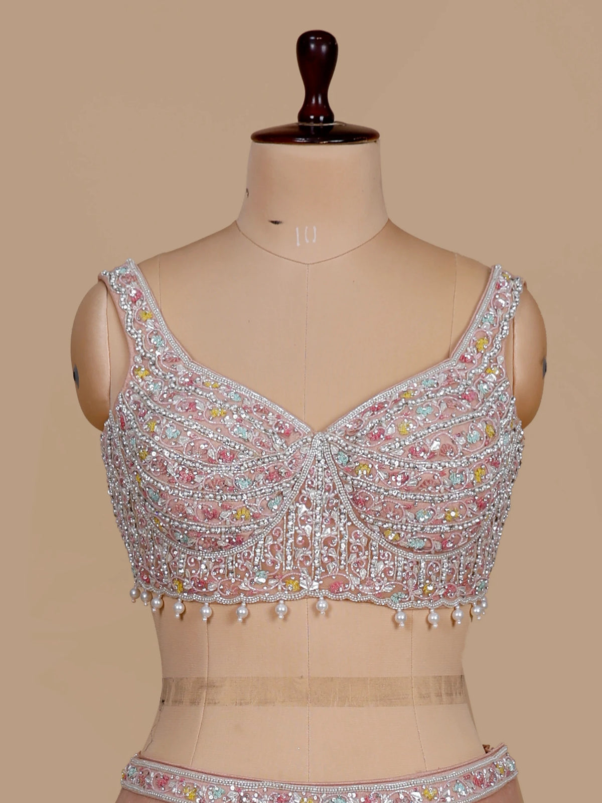 MyFashion KLS-2704 Blush Pink Net Lehenga choli with Pearl Sequins Work