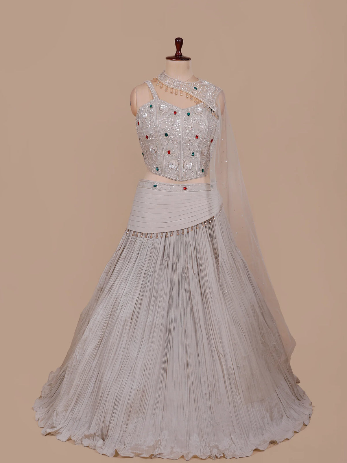 MyFashion -KLS-2850 Premium Grey Party Wear Lehenga With Pearl Embroidery Work