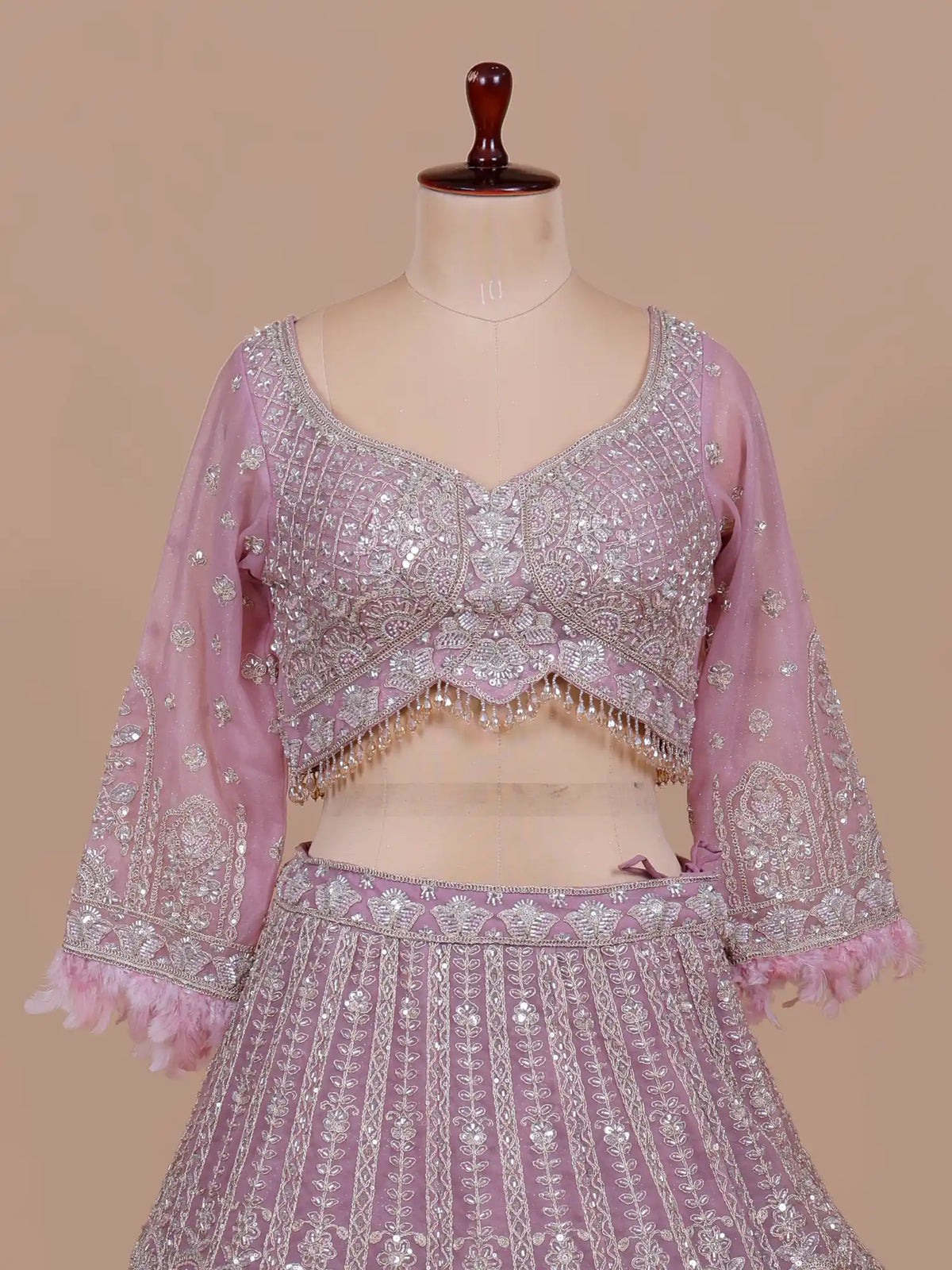MyFashion -KLS-2848 Trendy Pink Lehenga Choli With Sequins And Feather Work