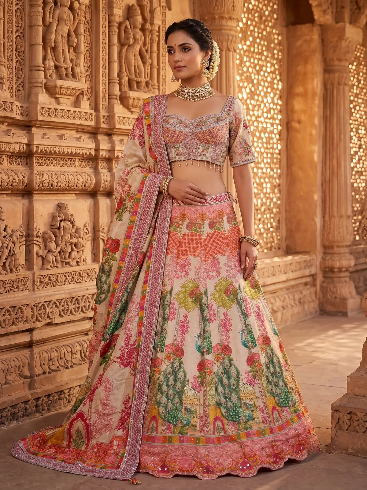 MyFashion KLS-2764 Multi Color Silk Lehenga Mirror Work Design
