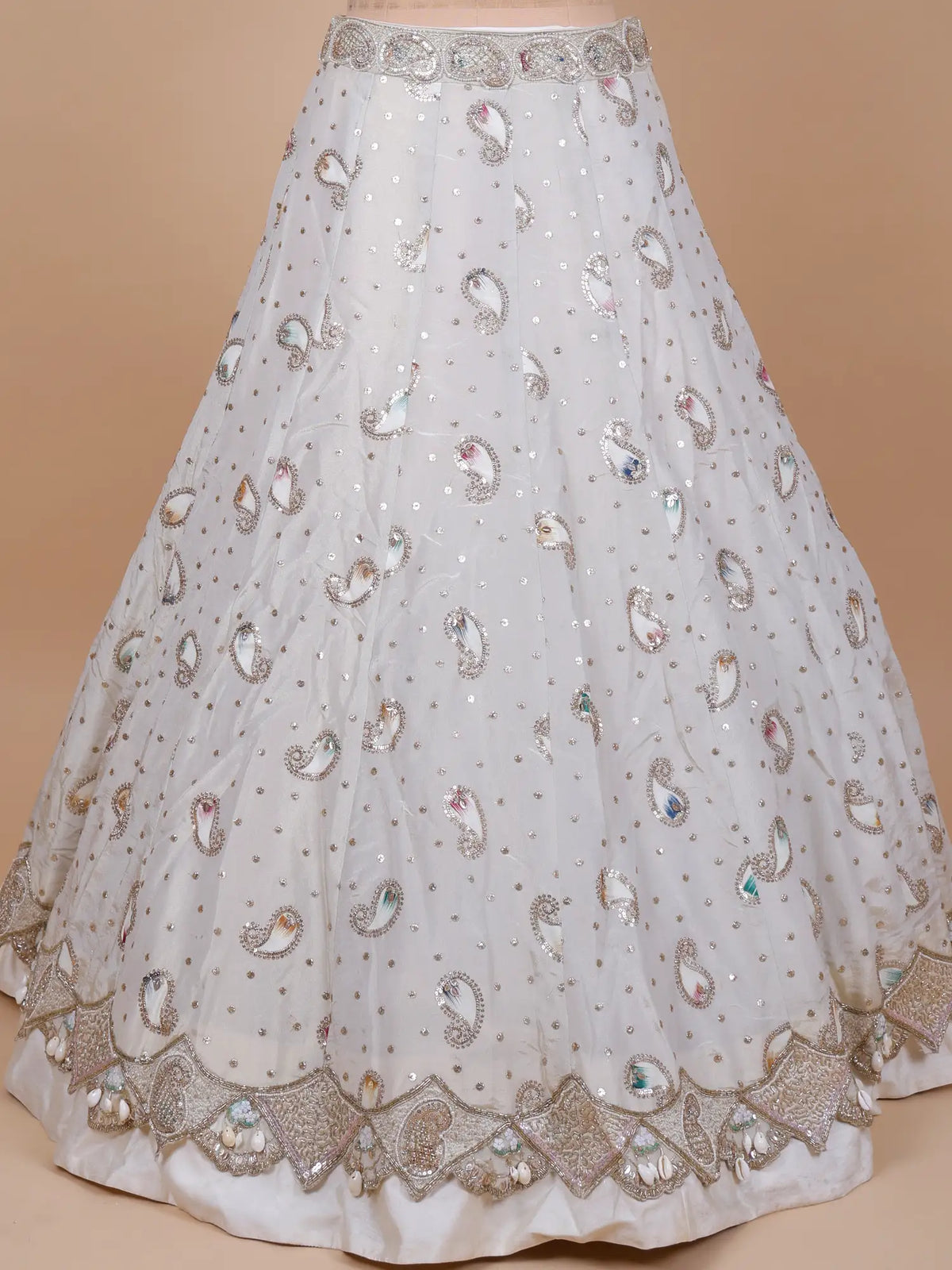 MyFashion KLS-2791 Off White Chinon Lehenga Choli With Diamond Work