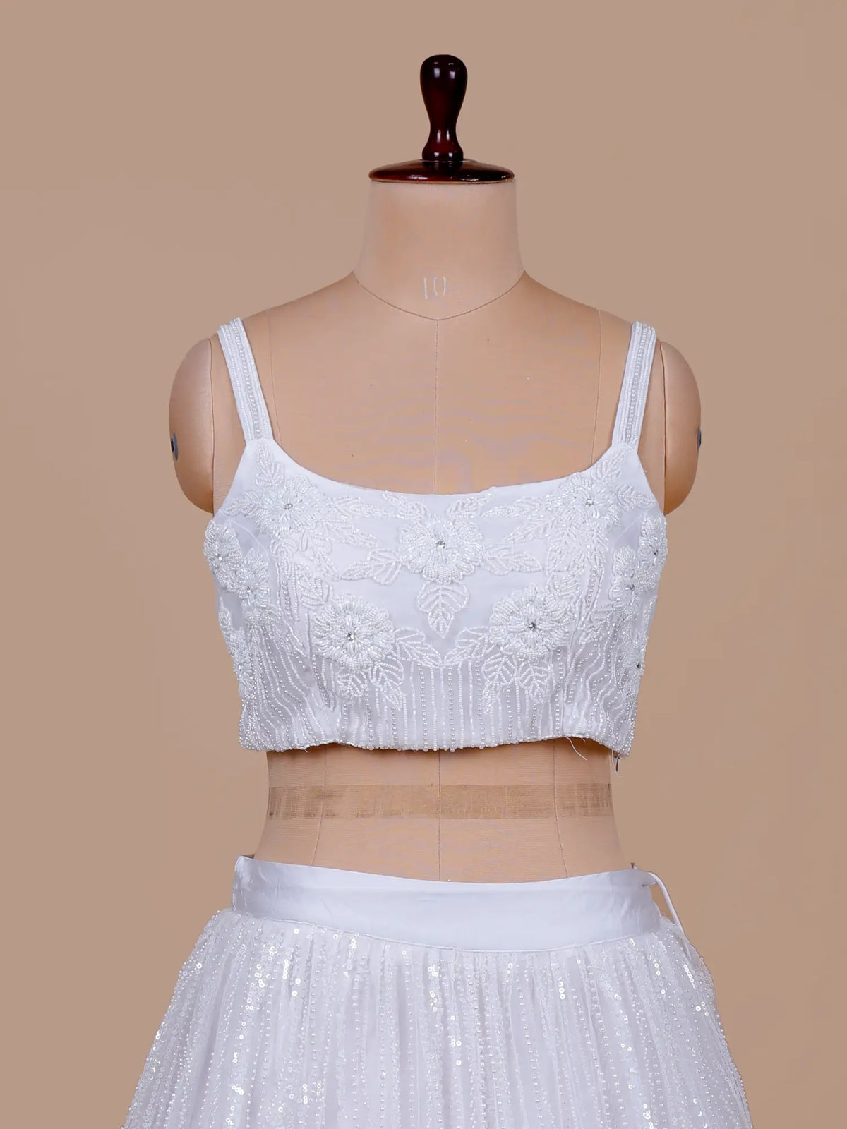 MyFashion KLS-2792 Celebrity Inspired Designer White Net Lehenga With Pearl Work