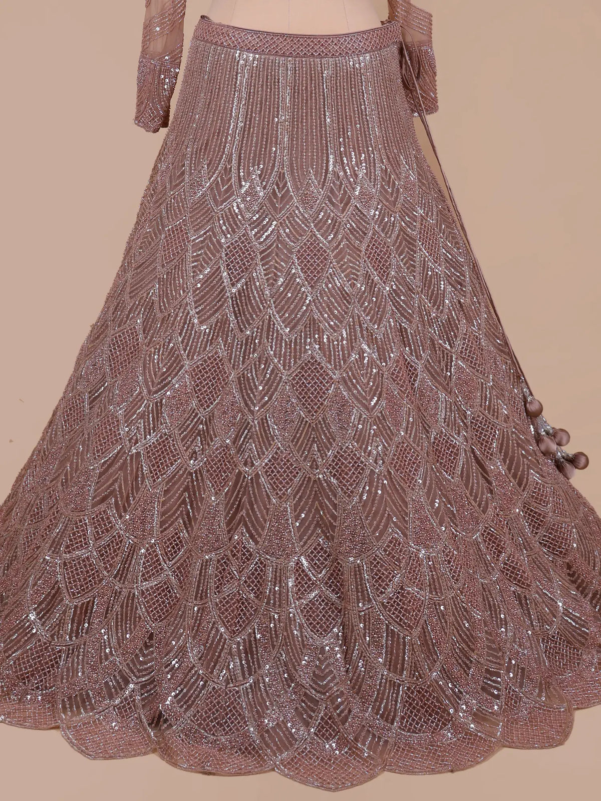 MyFashion KLS-2808 Stylish Rose Pink Designer Net Lehenga Choli With Beads Work