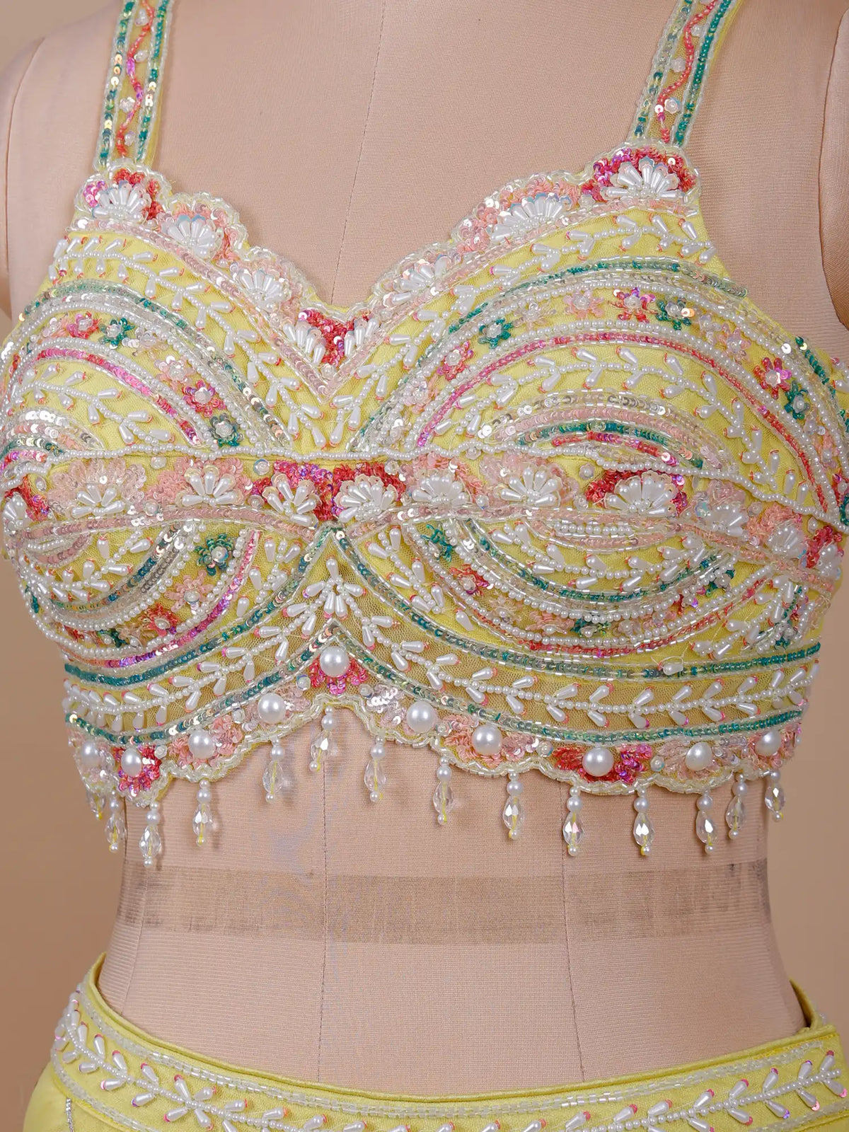 MyFashion KLS-2796 Wedding Wear Yellow Net Lehenga With Cut Dana Work