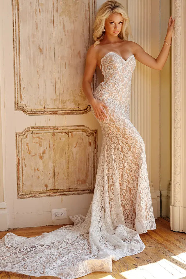 Jovani -JB06588 Strapless Lace Wedding Gown