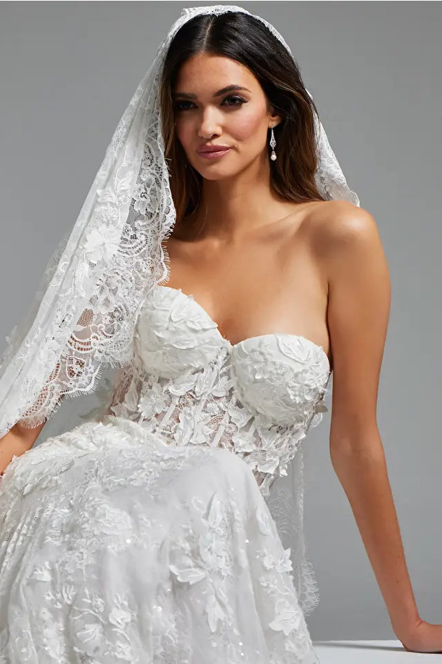 Jovani -JB07583 Sheer Corset Bodice Bridal Dress