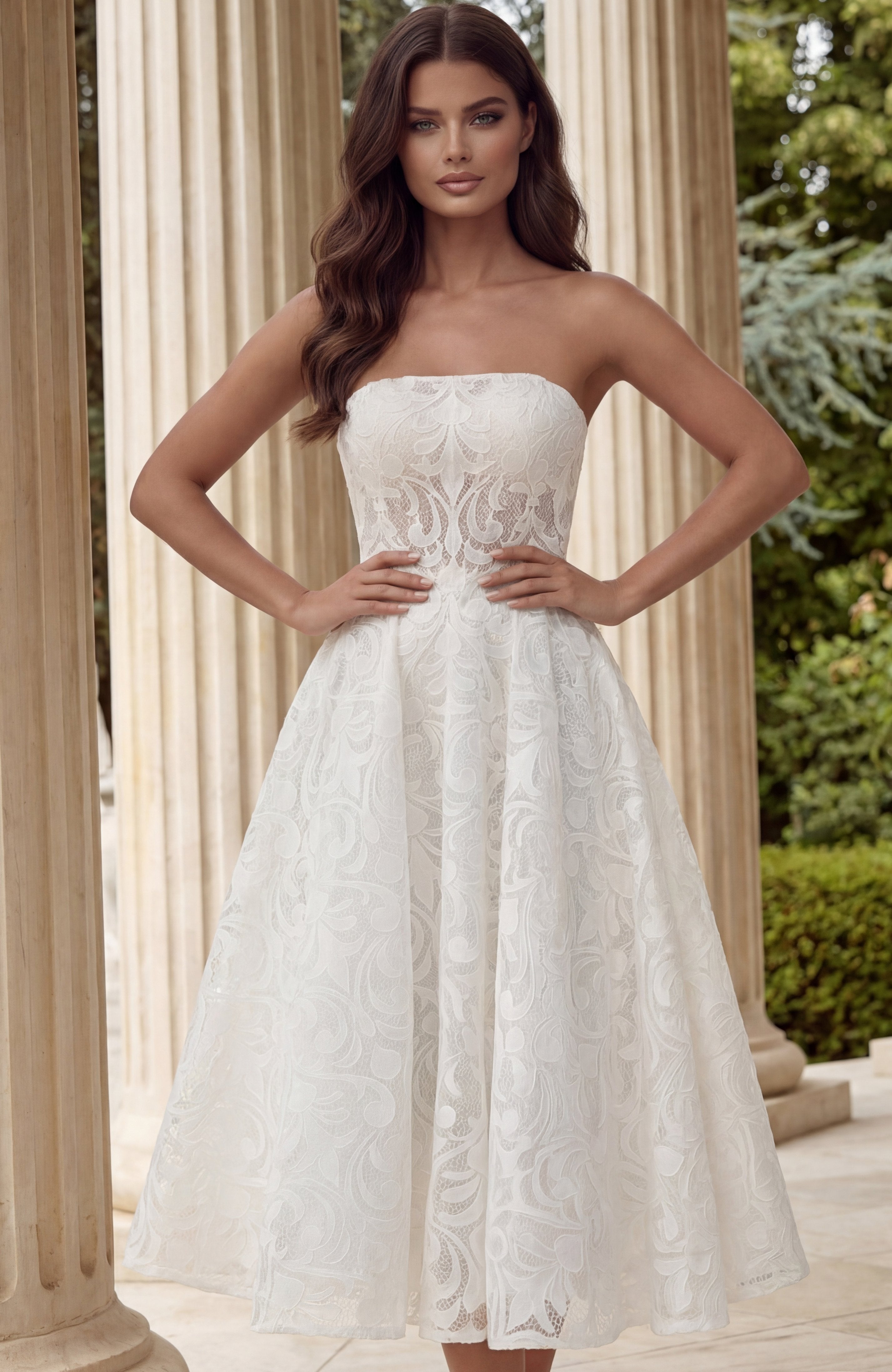Jovani -JB48460 Strapless Lace Short A Line Dress