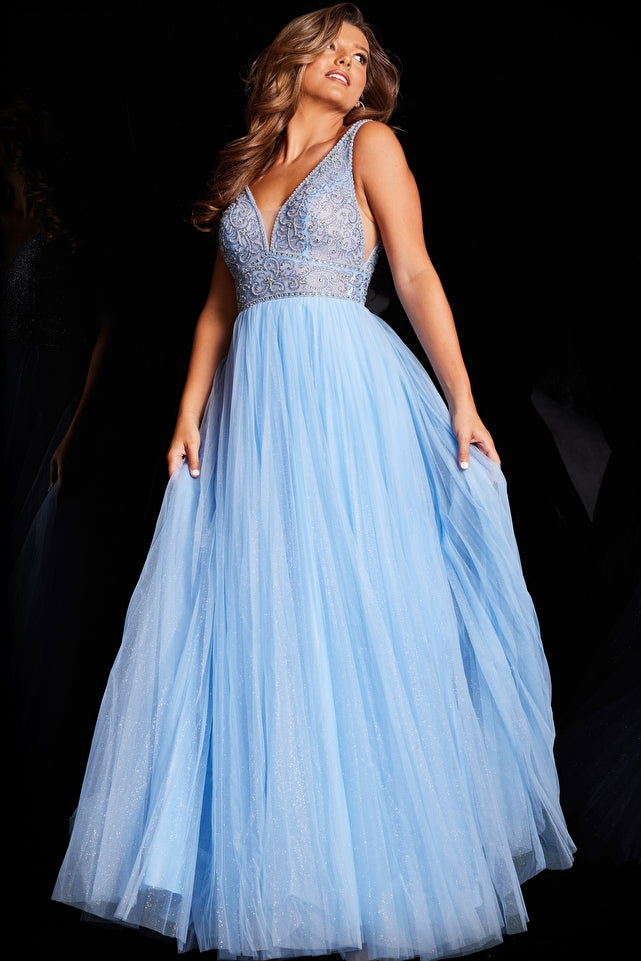 Tulle Skirt Sleeveless Prom Gown By Jovani -JVN05818
