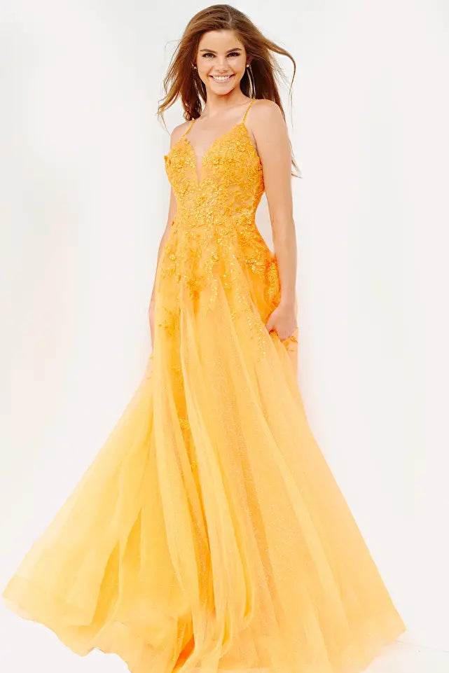 Floral Embroidered Prom Gown By Jovani -02266