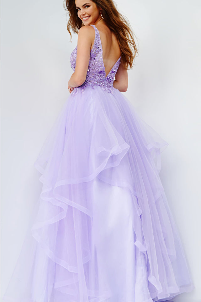 Embroidered Plunging Neck Prom Ballgown By Jovani -JVN06743
