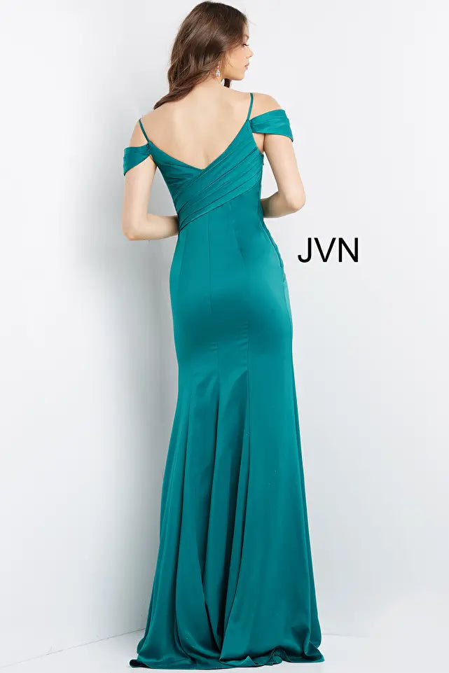 Pleated Bodice V Neck Prom Dress By Jovani -JVN08414