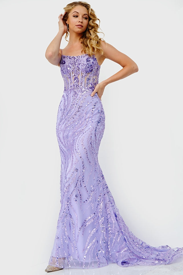 Jovani -23250B Embellished Scoop Neck Mermaid Prom Dress