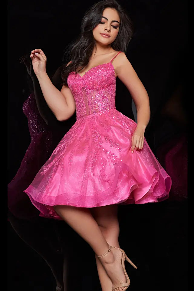 Jovani -25912 Corset Bodice Short Cocktail Dress