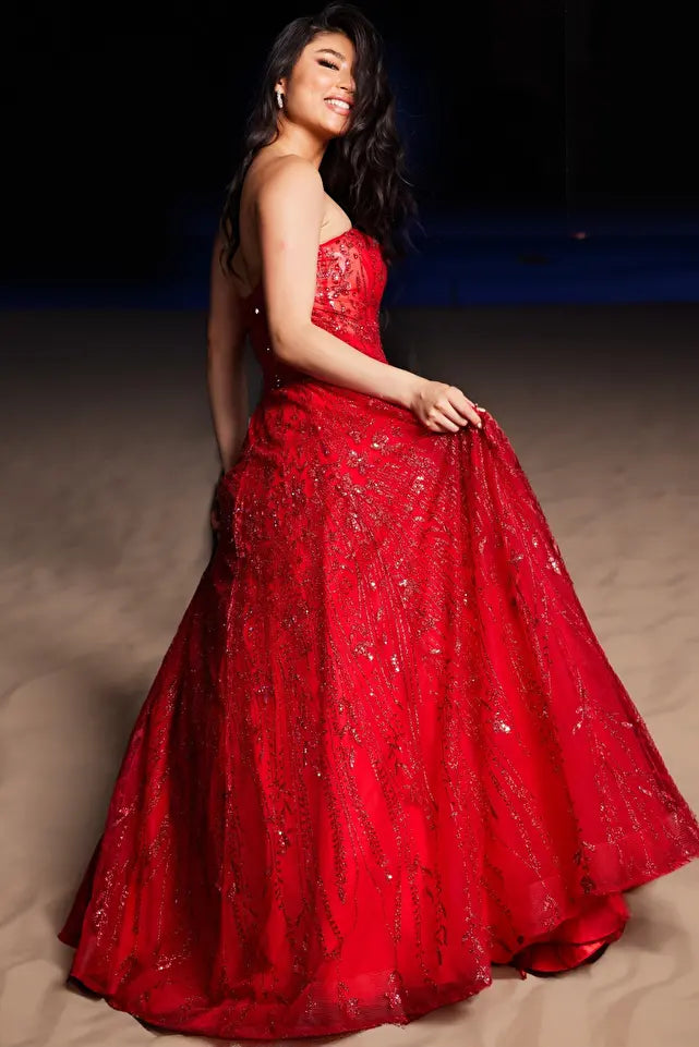 Jovani -26109 Strapless Beaded Prom Ball Gown