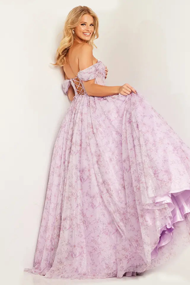 Jovani -36581B Ruched Off Shoulder Ball Gown