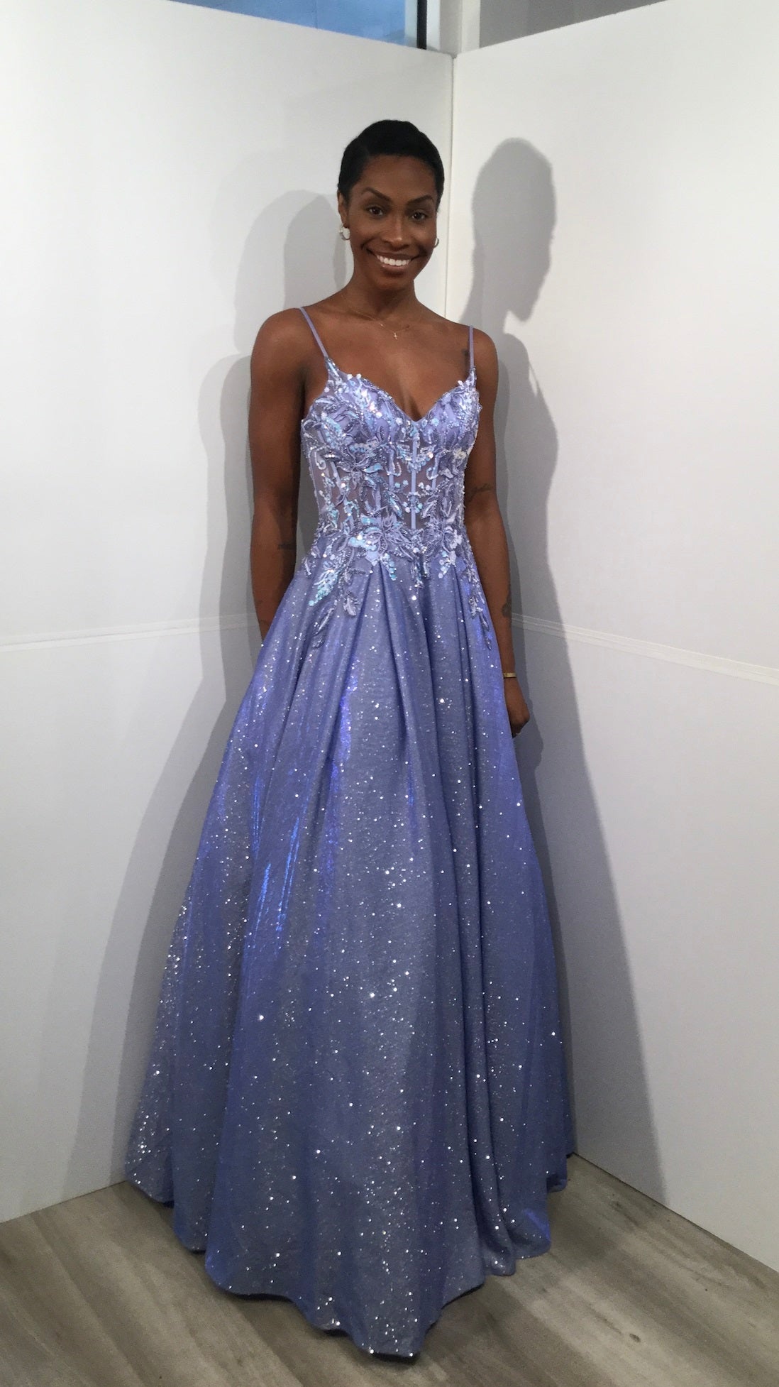 Jovani -JVN37450 Floral Applique Long A-line Dress