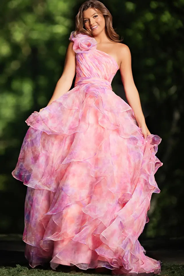 Jovani -37455 One Shoulder Layered Ball Gown