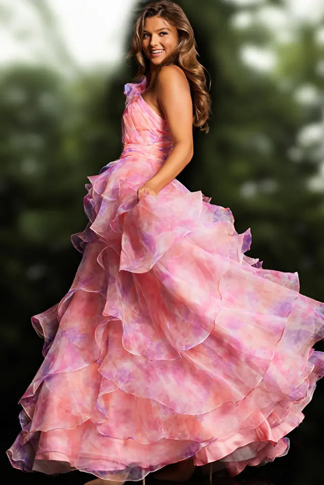 Jovani -37455 One Shoulder Layered Ball Gown