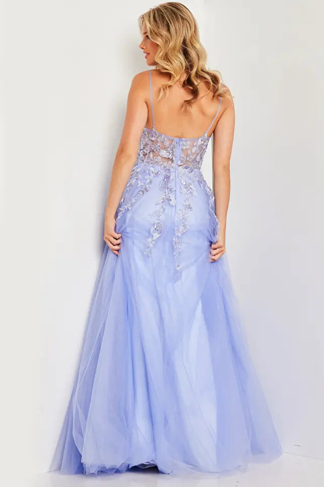 Jovani -JVN37457 Embroidered V-Neck Prom Ball Gown