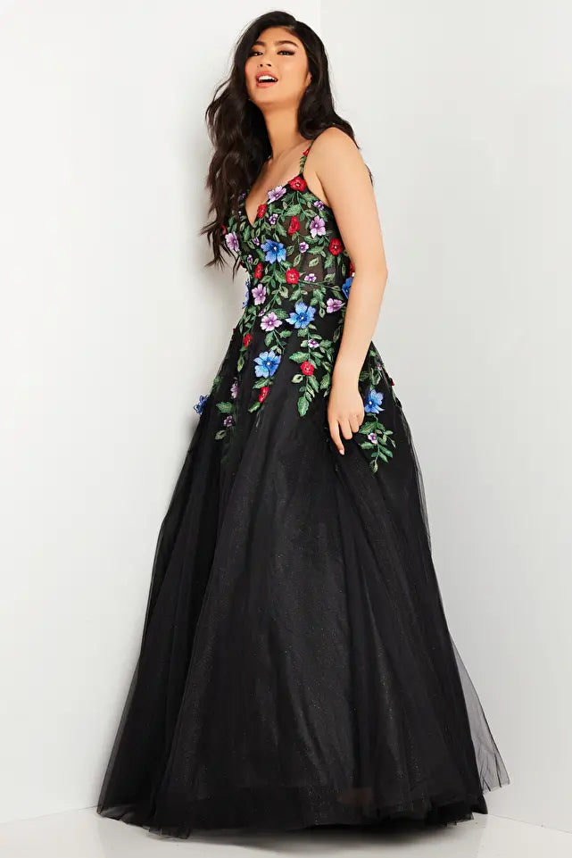 Jovani -JVN37489 Floral Embroidered Prom Ball Gown