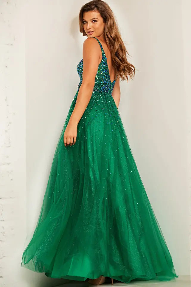 Jovani -38437 Beaded V-Neck Prom Ball Gown
