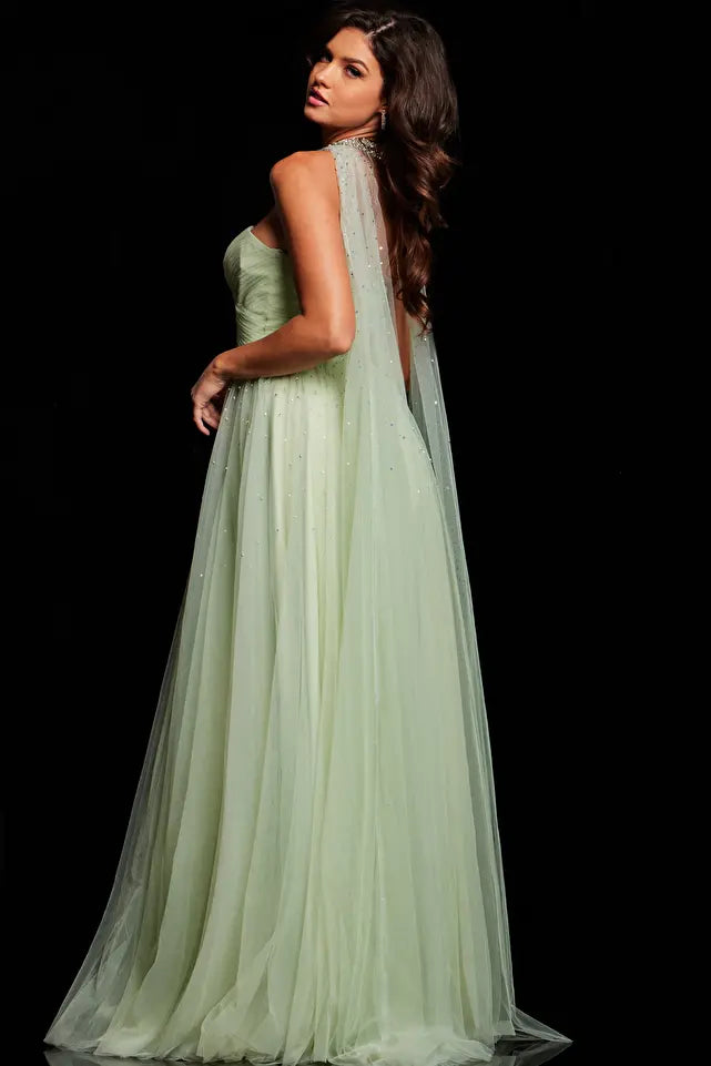 Jovani -39307B Tulle A Line Strapless Dress