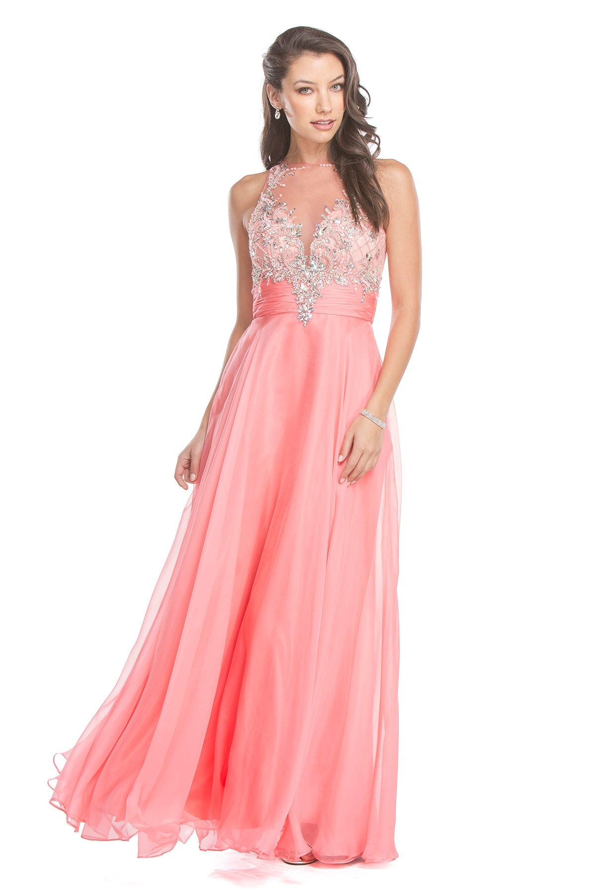 Clearance Sale Aspeed Design -L1419CL Embellished Bodice A-Line Prom Dress