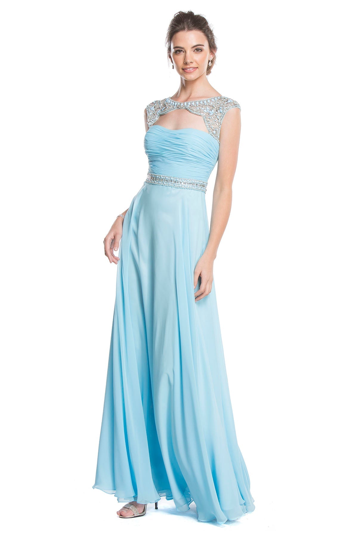 Clearance Sale Aspeed Design -L1610CL Ruched Bodice A Line Dress