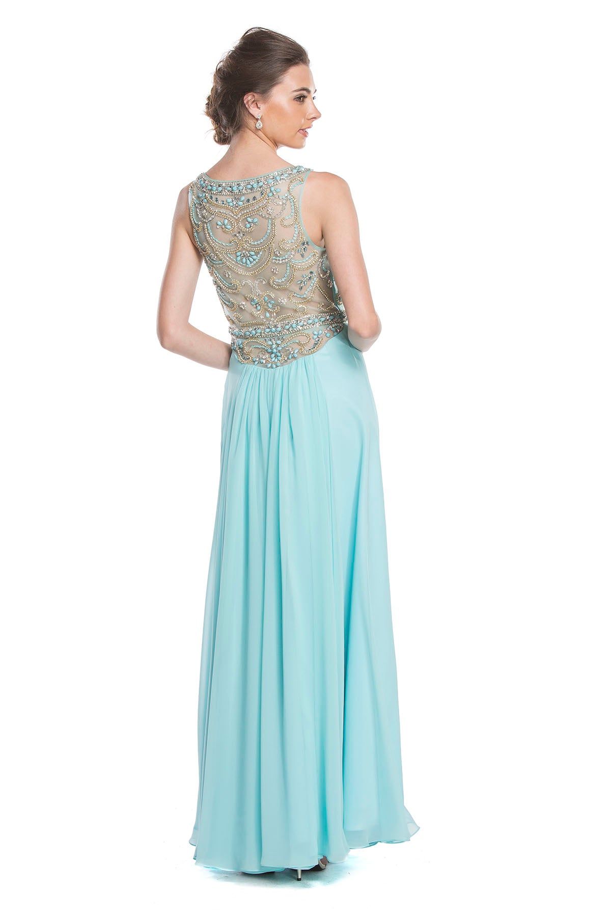 Clearance Sale Aspeed Design -L1611CL Embellished Bodice A Line Dress