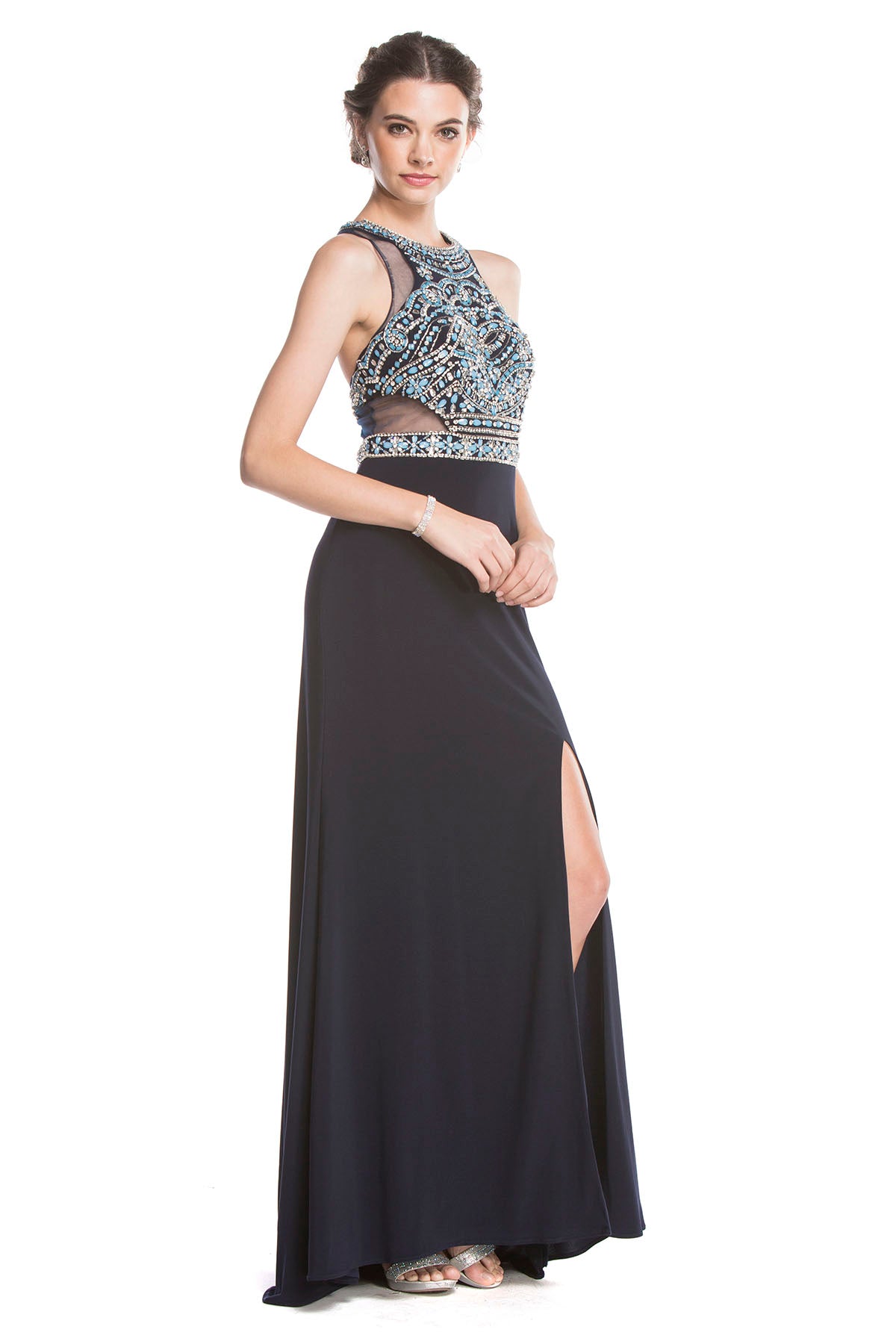 Clearance Sale Aspeed Design -L1619CL Embellished bodice Sheath Dress