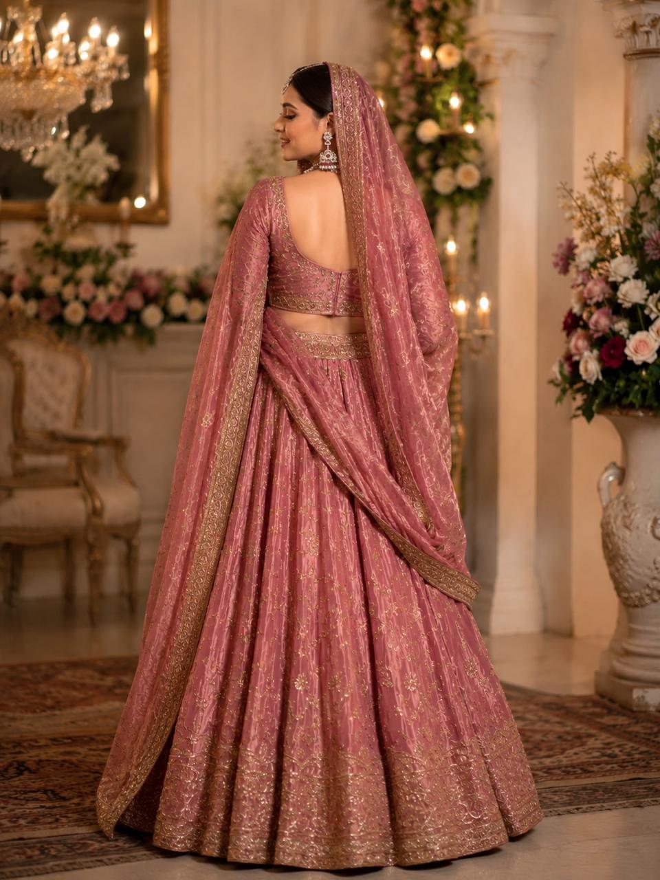 MyFashion -LEH26015 Pure Cosmo Silk Handwork Lehenga Set Collection